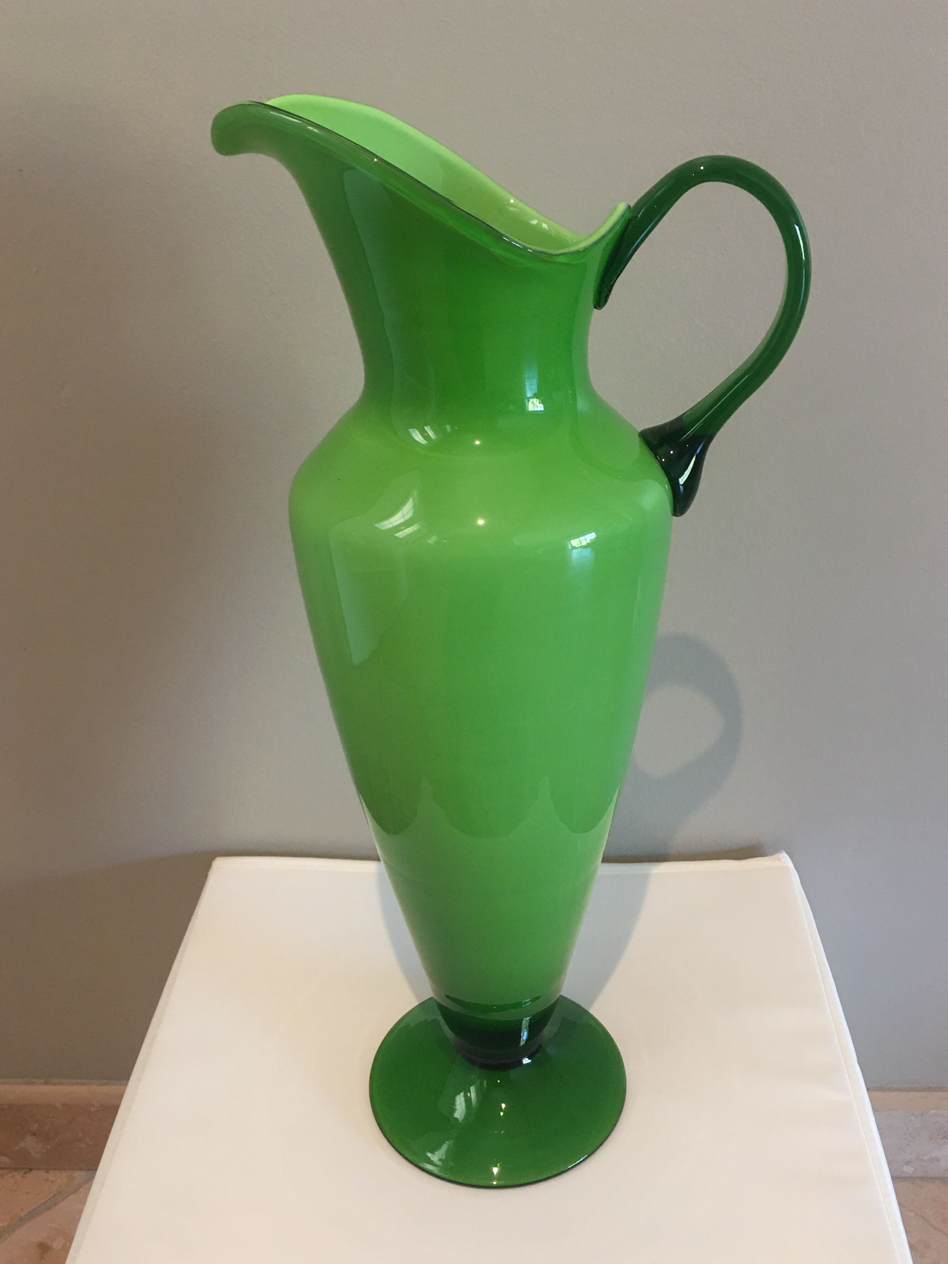 Large blown glass ewer