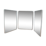 Barber mirror triptych entourage patinated chromed metal