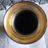 VASE,art deco,gazelle, antelope, scalloped glass,black and gold