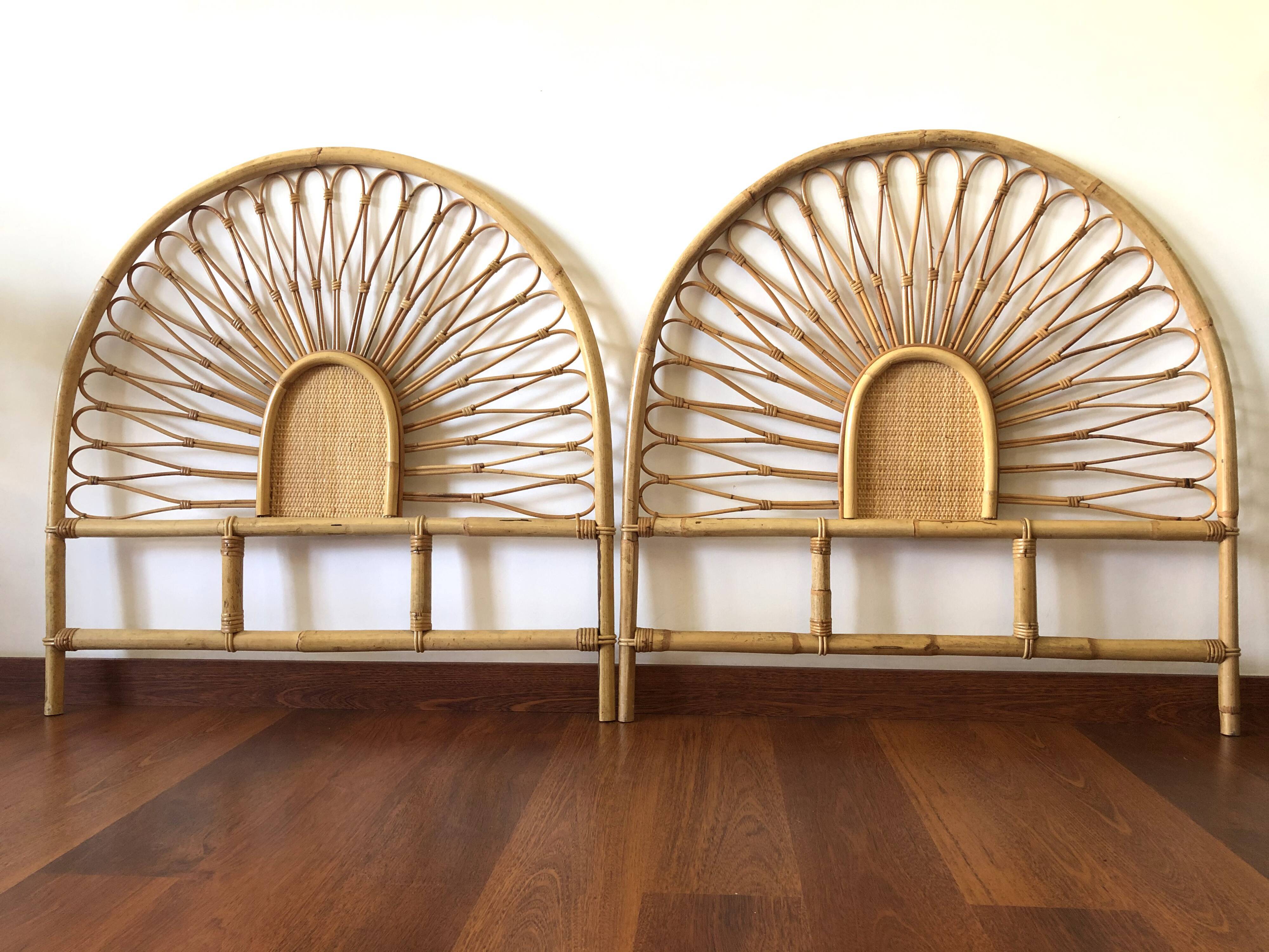 Rattan bed headboard - bamboo