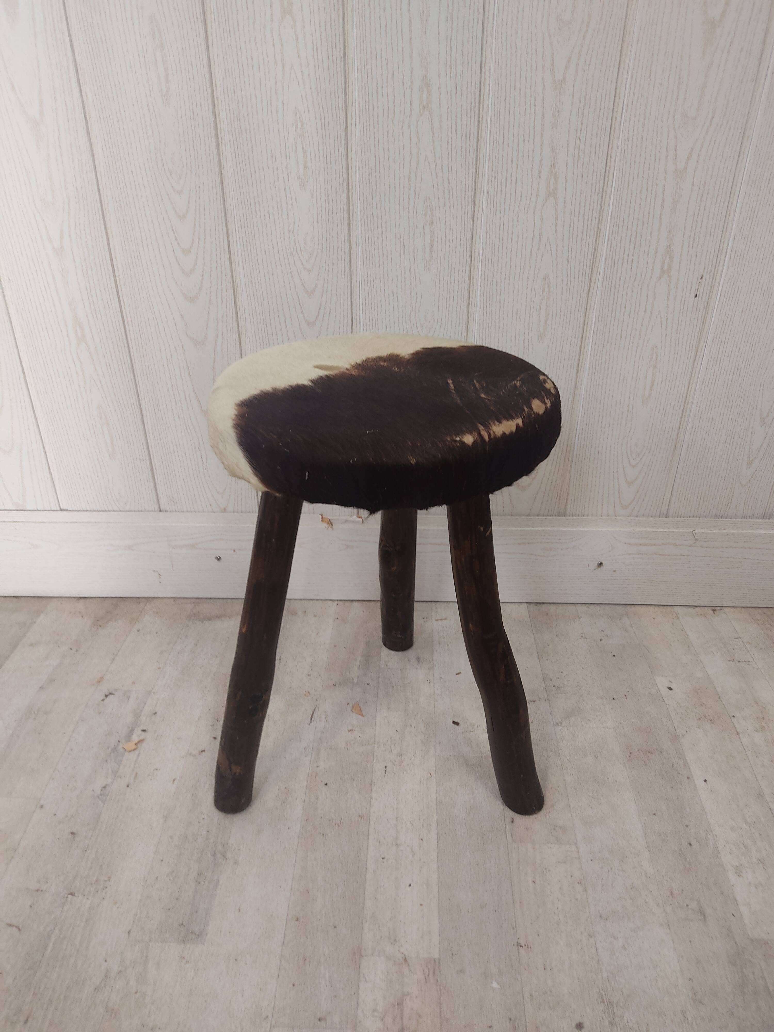Brutalist cowhide stool