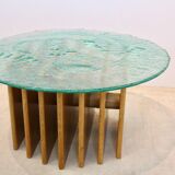 Table basse Heinz Lilienthal avec plateau en verre sculptural