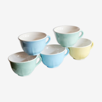 Lot de 5 tasses pastel FB Badonviller