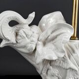 Pair of White Ceramic Sculptural Lamps, Elephants, Italy, 1970