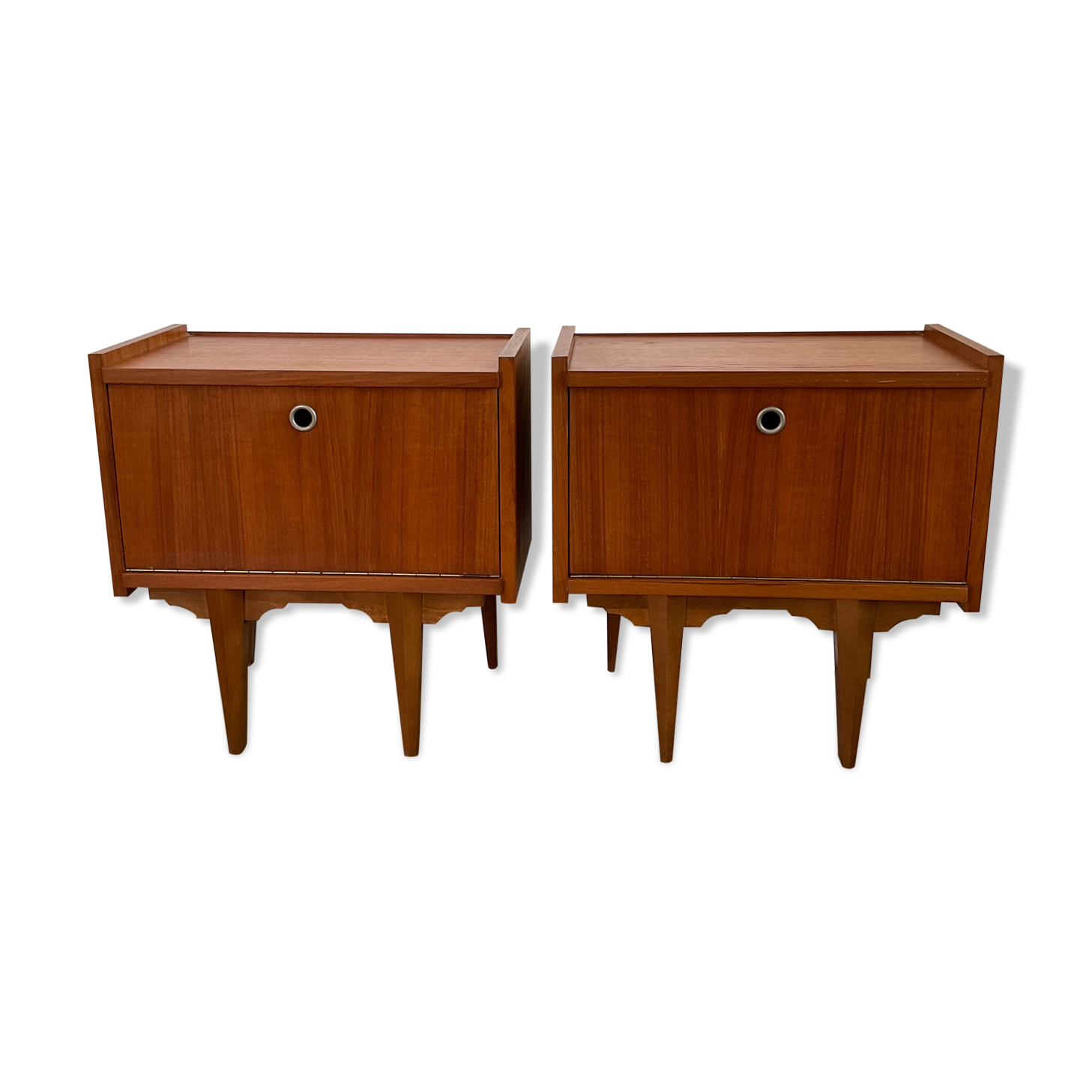 Pair of Scandinavian teak bedside tables in 60s