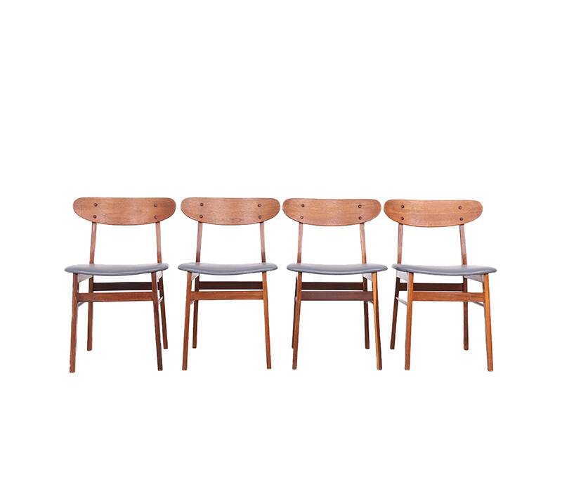 Farstrup teak wooden chairs with new skai, 1960s