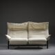 Canapé inclinable vintage Cassina Veranda en cuir crème, années 1980