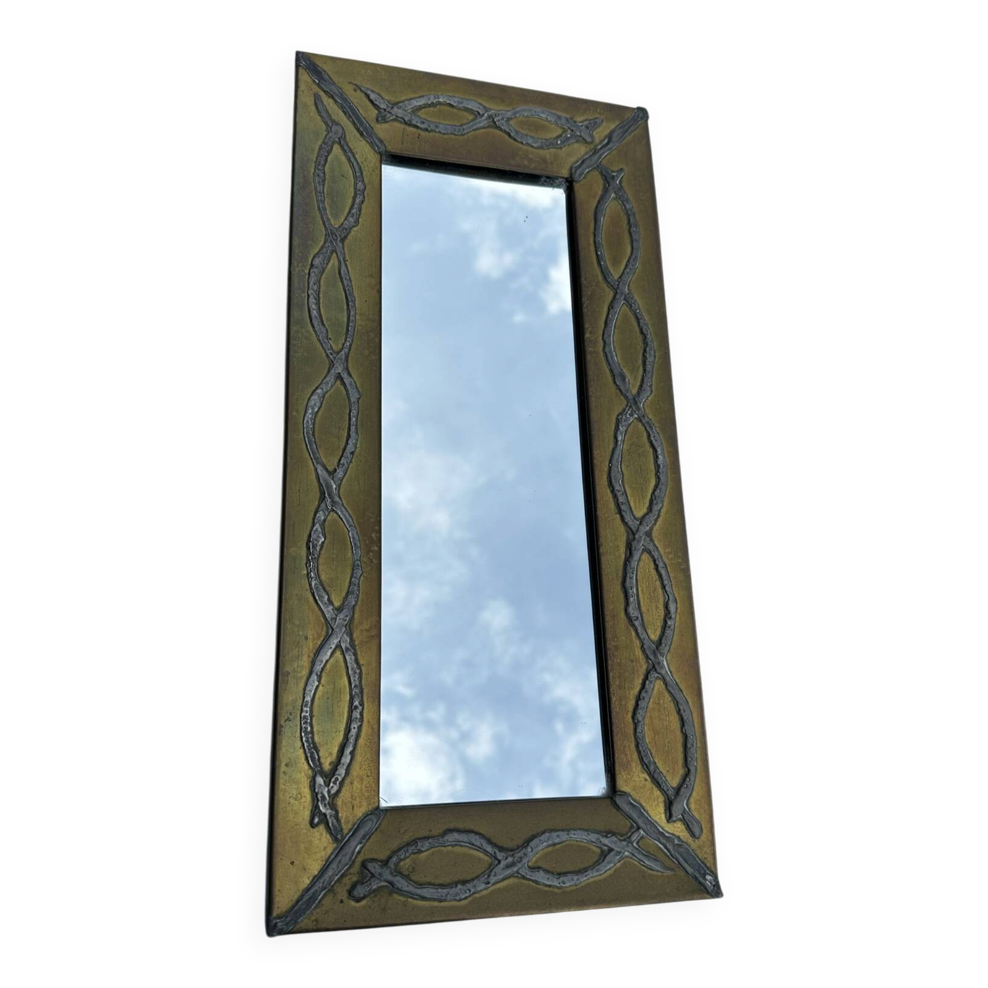 Brutalist mirror by Jean Goardere