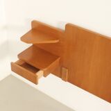 Headboard with teak bedside tables, France, 1960s