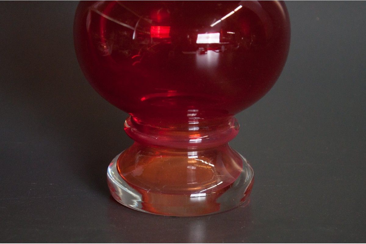 Red Vase from the Ząbkowice glassworks, Poland, 1980s