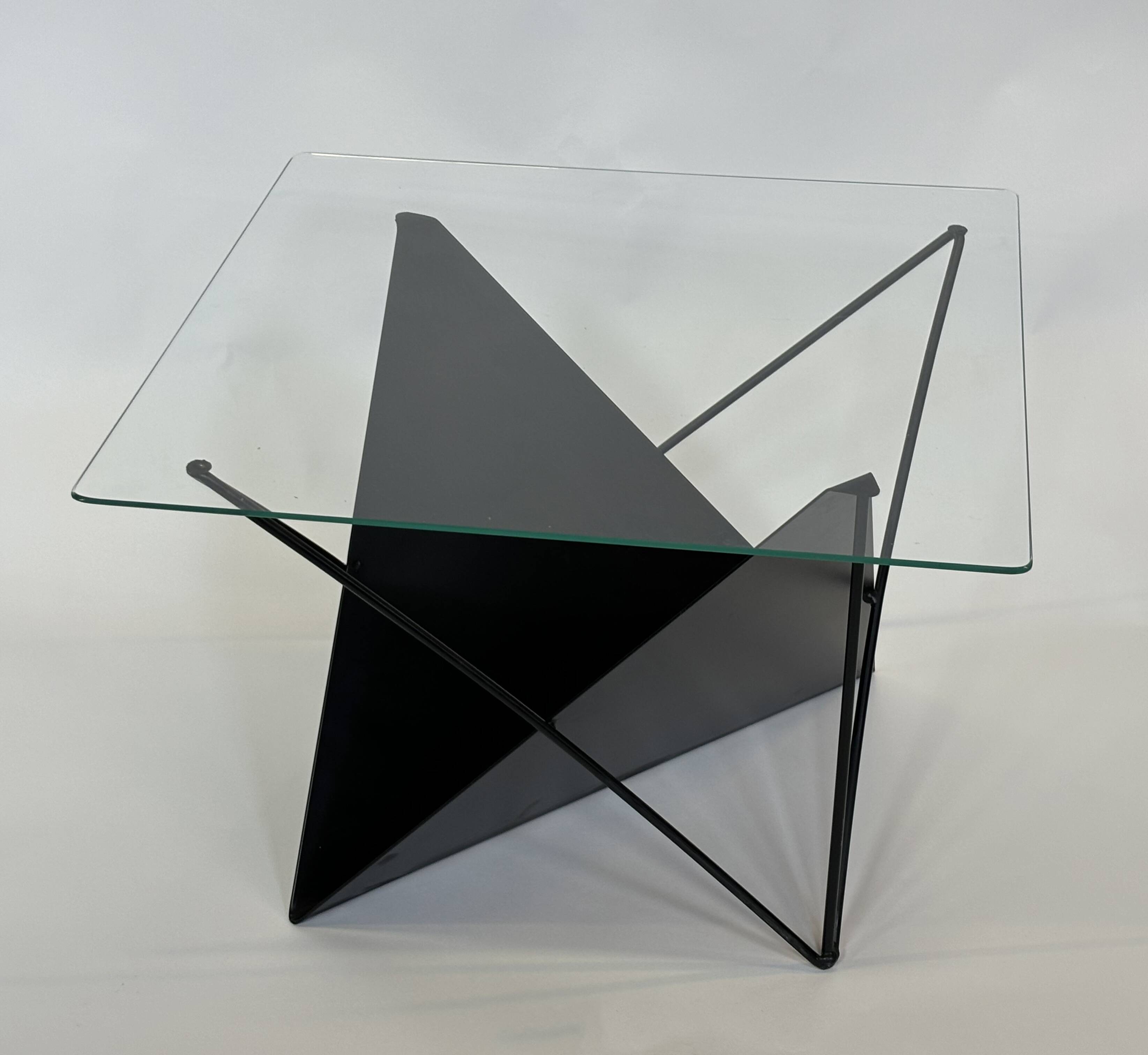 Vintage coffee table steel wire  eclectic 80s design