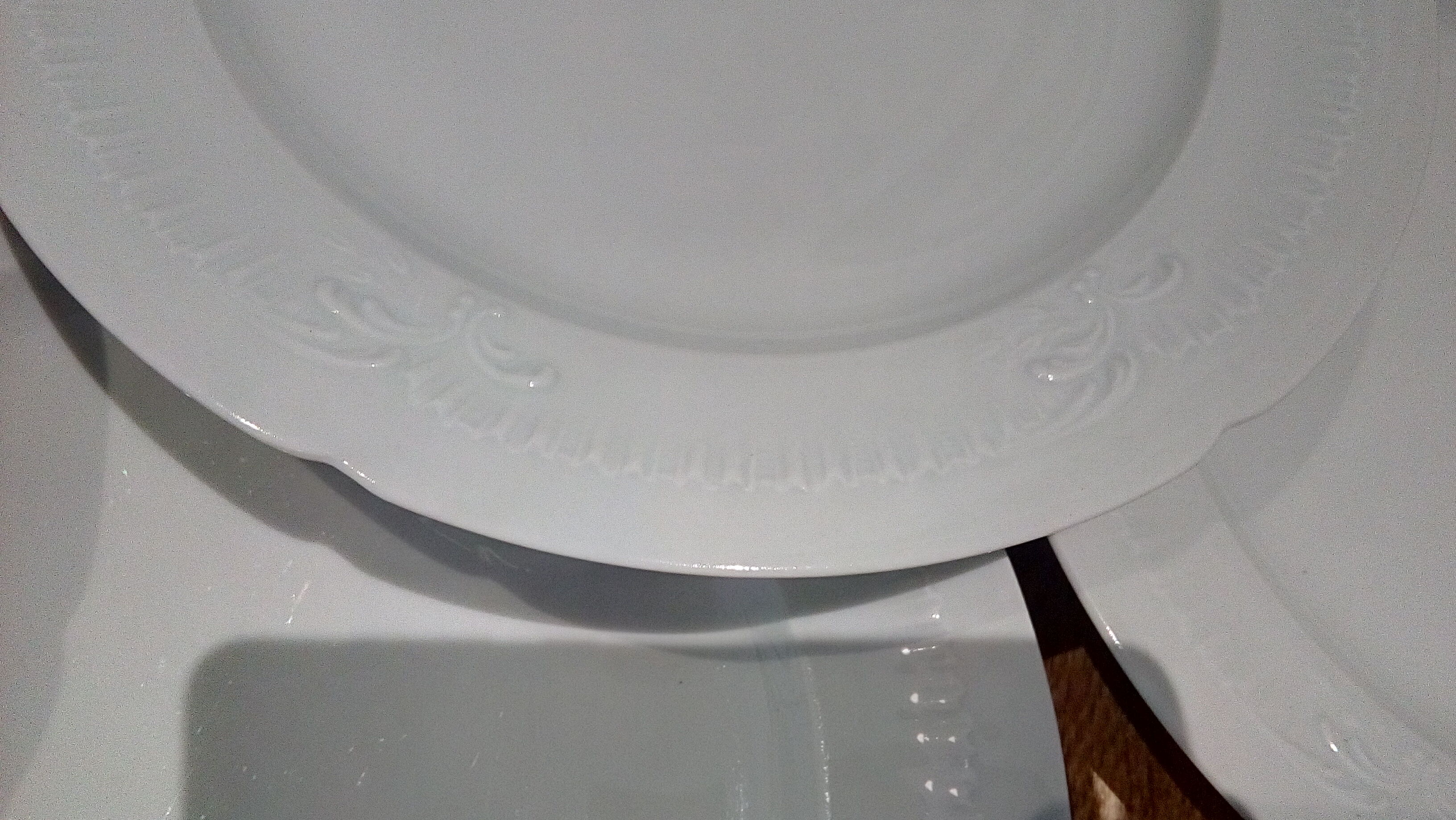 Set of 8 flat white plates Limoges