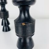 Pair of vintage ethnic blackened wood candlesticks