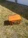 Vintage nesting table in chalet pine.