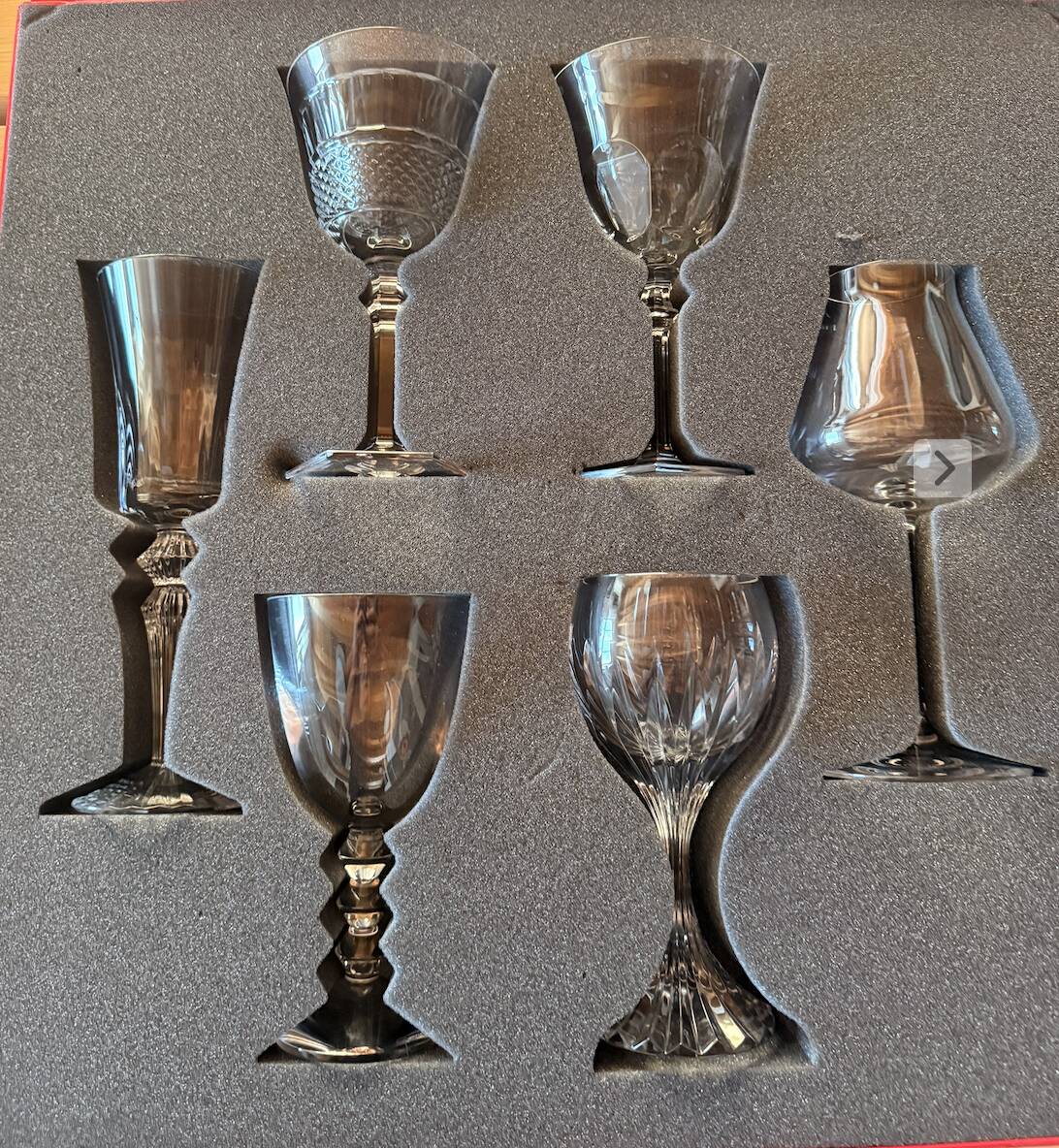 Set of 6 Bacarra glasses in their original packaging.
