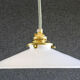 Smooth white opaline pendant lamp comes with a new cable and new brass socket