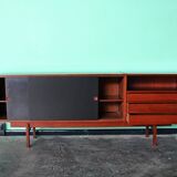 Enfilade or Mid-Century sideboard with sliding doors in black laminate by Saporiti Italia, Italy.