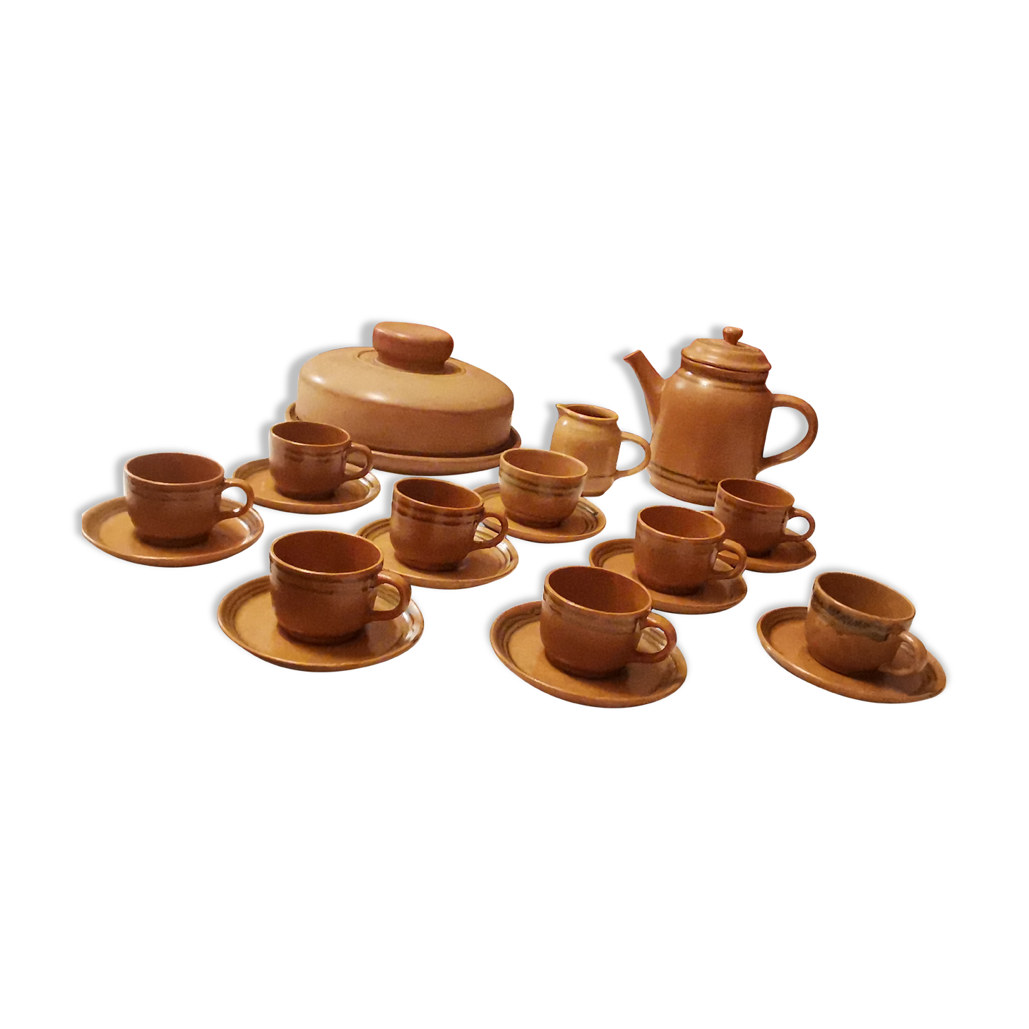 Coffee service or tea in Sarguemine sandstone from the 'Art Workshop of Lorraine'