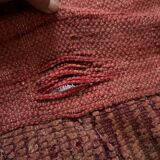 Vintage Berber pouf in handwoven wool