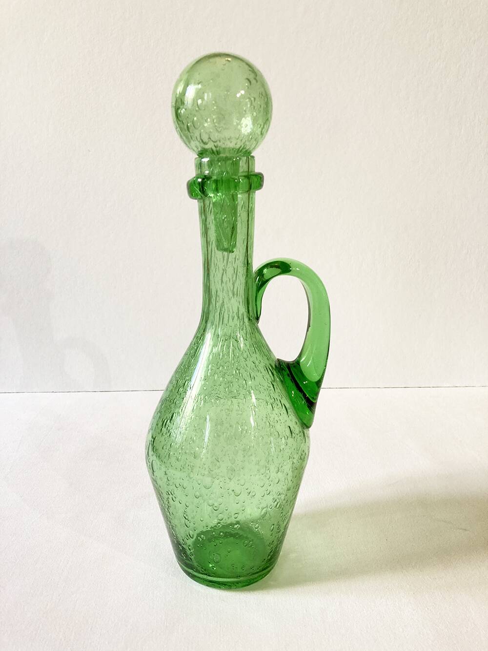 Biot green bubble glass carafe