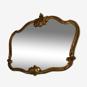 Old mirror Louis XV style "Rocaille" shell, gilded wood