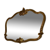Old mirror Louis XV style "Rocaille" shell, gilded wood