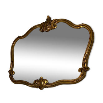 Ancien miroir style Louis XV “Rocaille”à coquille, bois doré