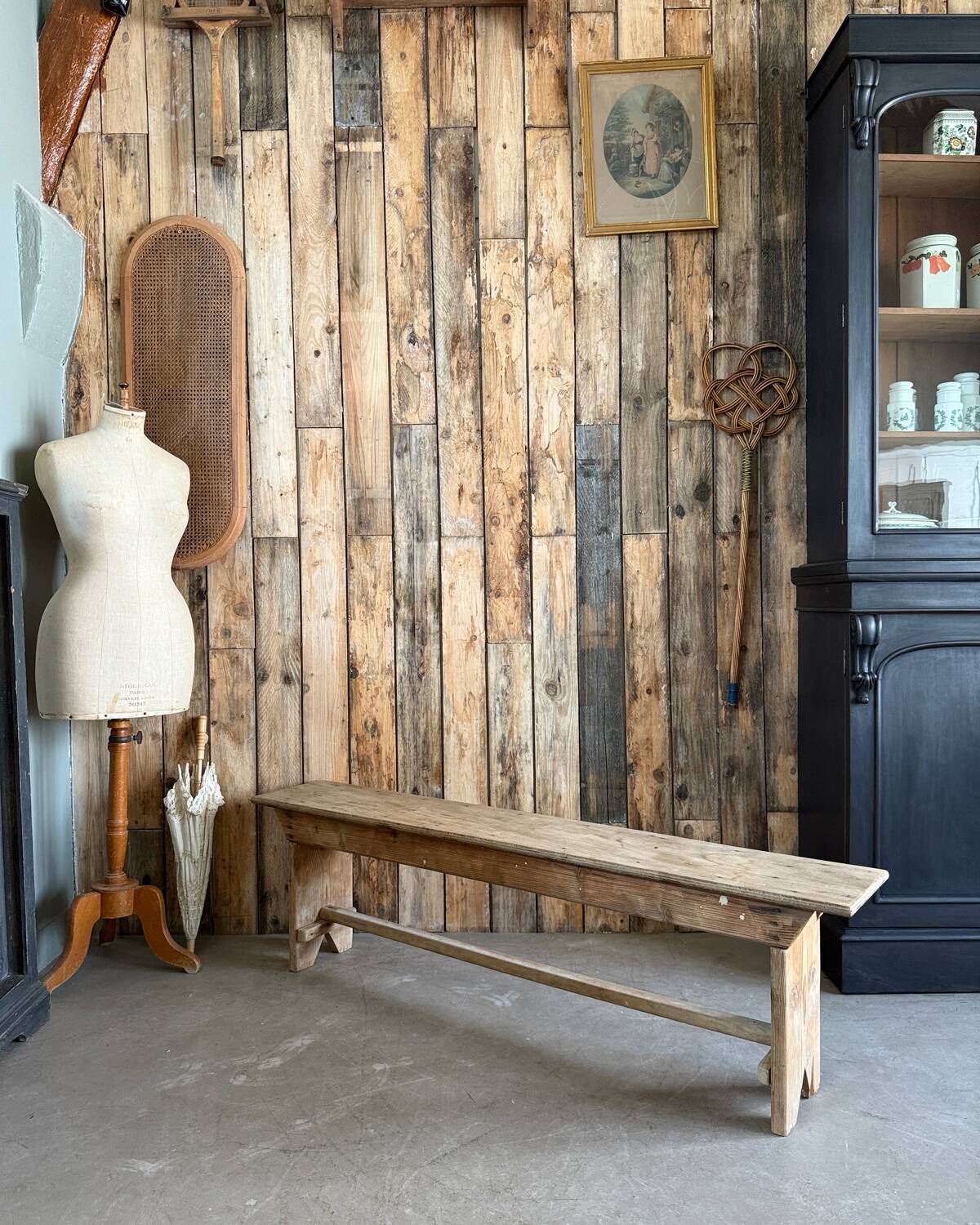 Pair of vintage farmhouse benches (refurbished)