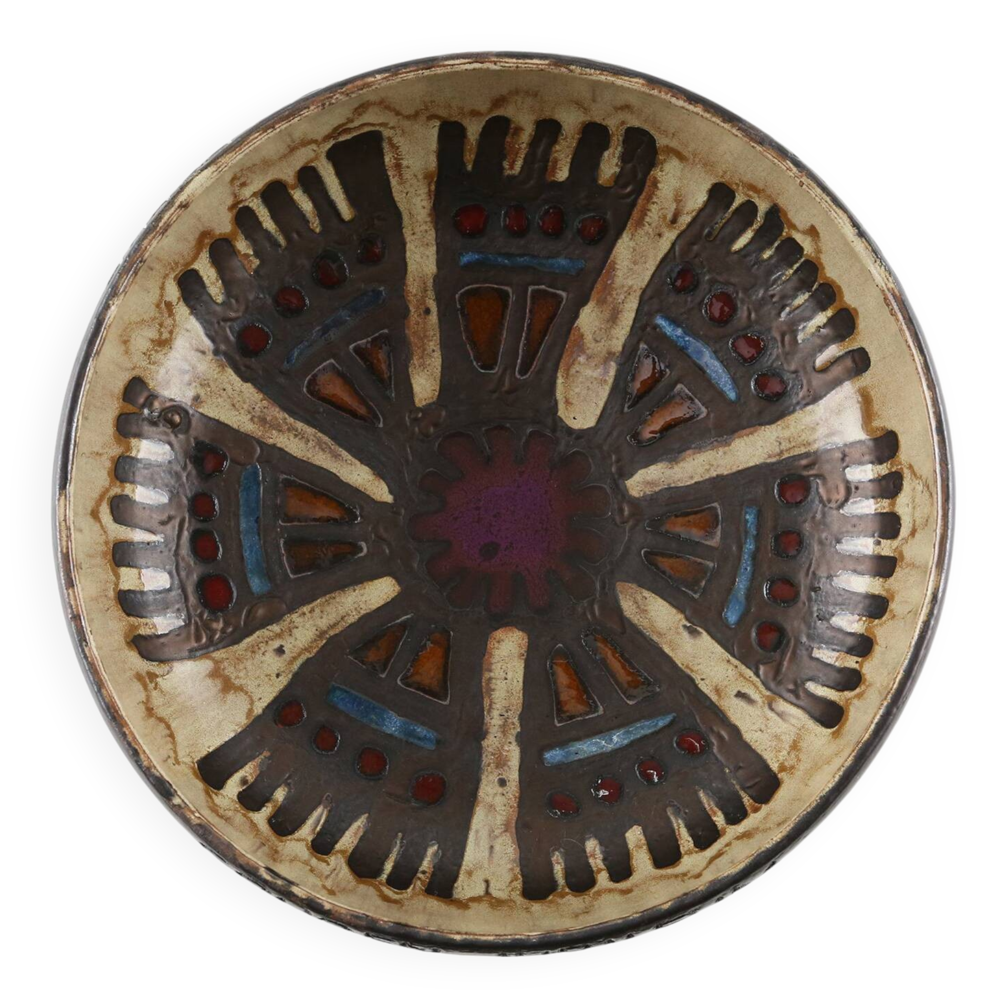 Signed Ceramic Bowl by the Belgian workshop Perignem, 1960s