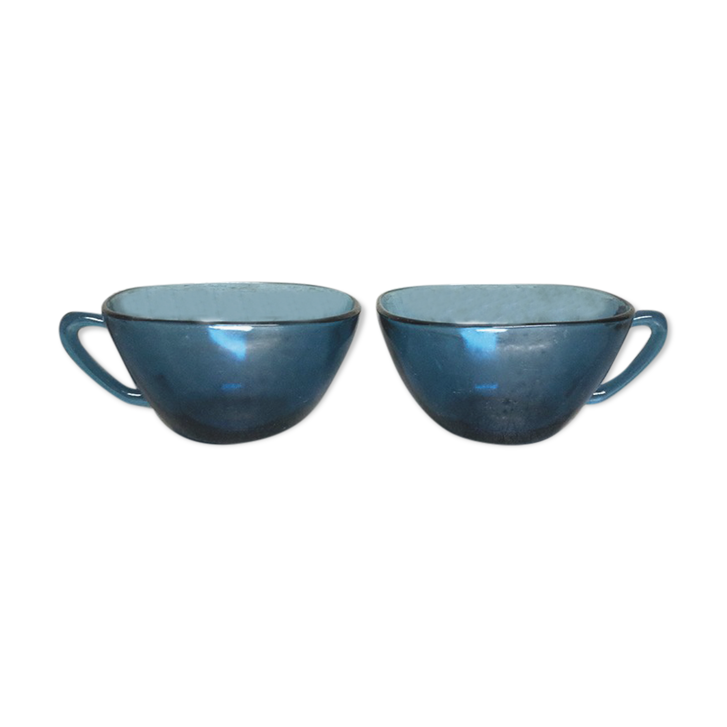 Set of 2 cups in blue glass Arcoroc