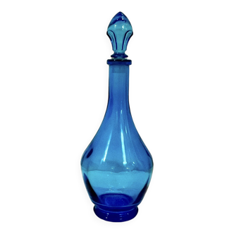 Bouteille vintage en verre bleu Carafe avec bouchon Made in Belgium