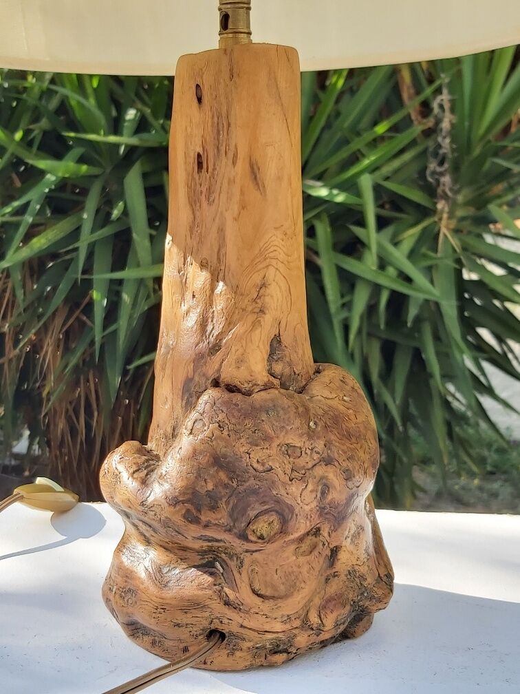 Vintage wood brutalist lamp 50s
