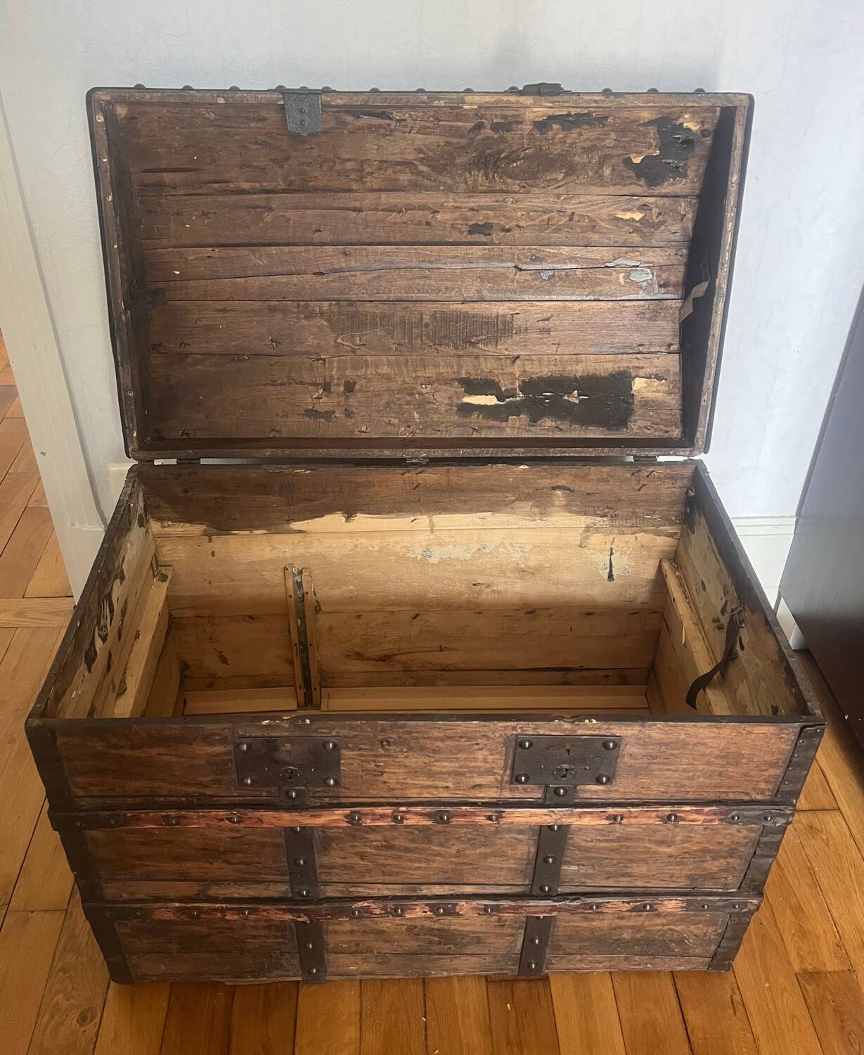Trunk, old curved wooden chest