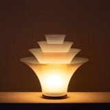 "Petal" lamp in opalescent white and bluish glass. 21st century.