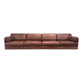 Brown leather modular sofa by De Sede; DS76, 1970s (straight or angle)