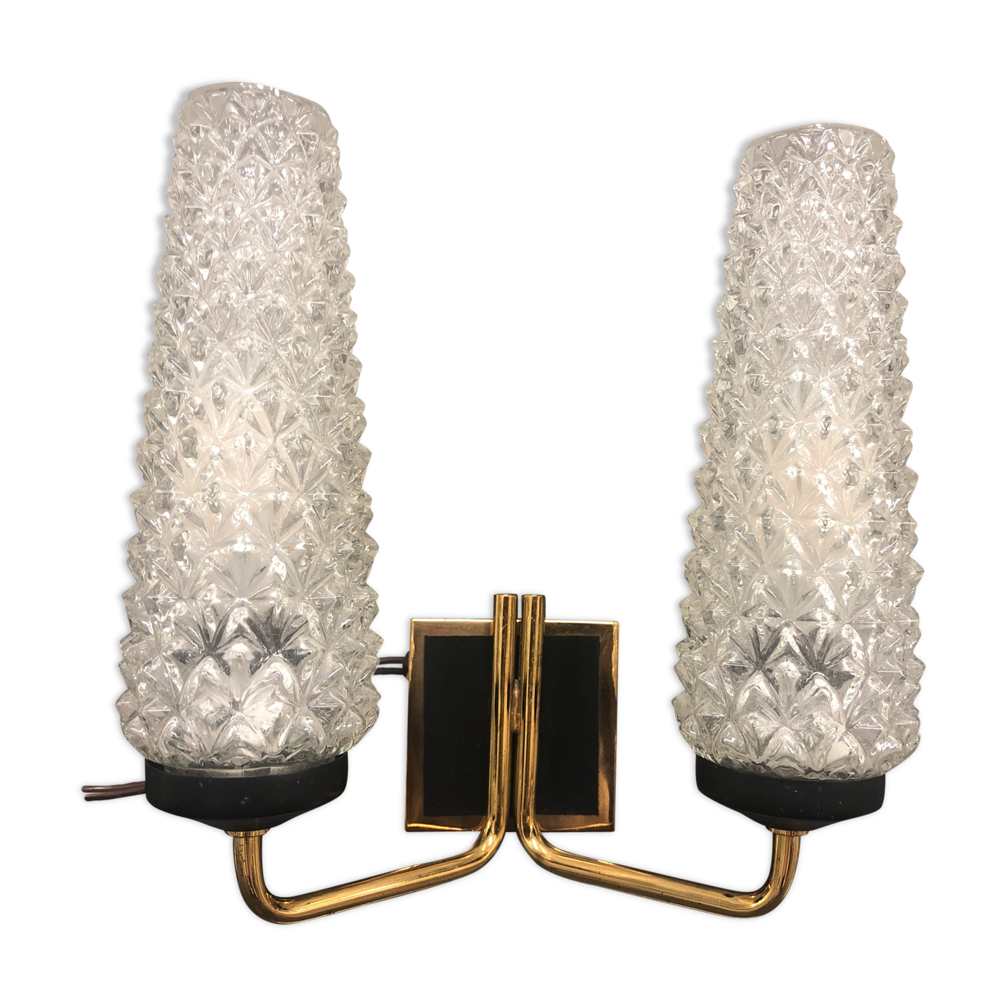 Wall sconce glass and gilded bronze from the 50s