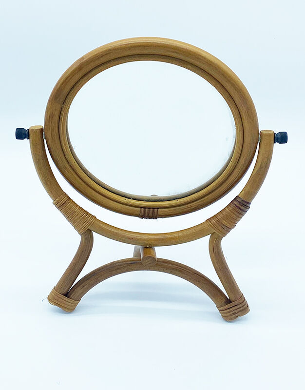 Rattan mirror on foot