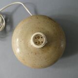 70s stoneware lamp with wool lampshade