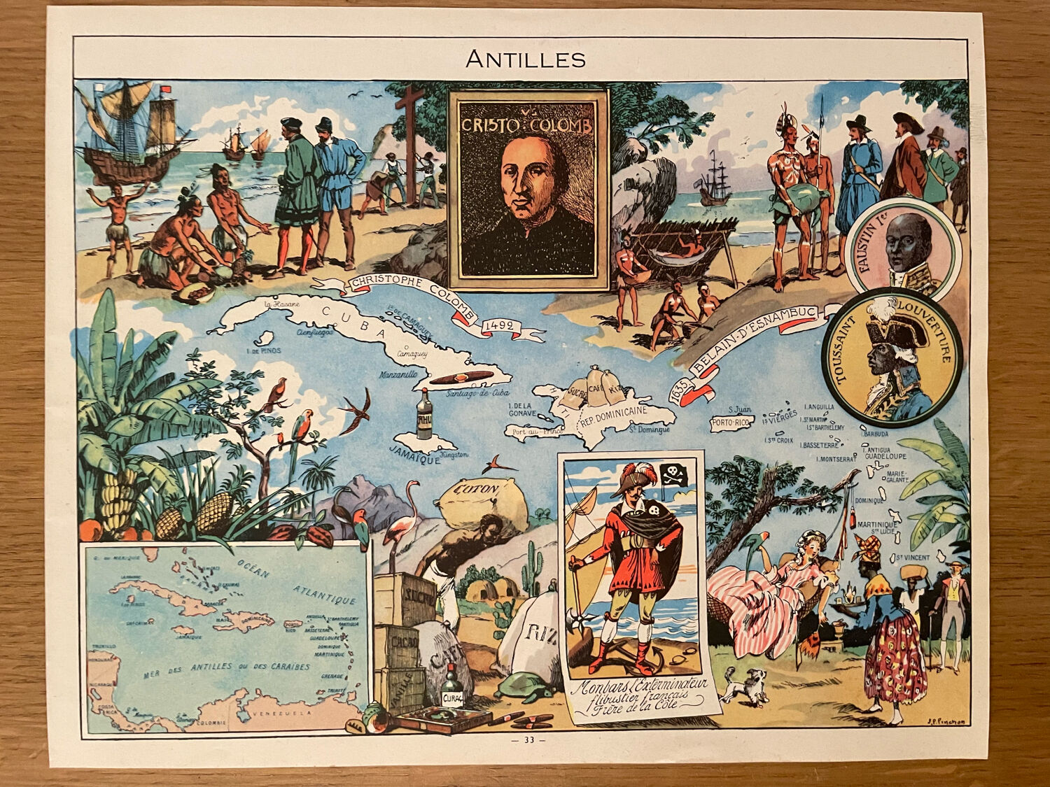 Lot de 4 cartes illustrées par Pinchon - 1948