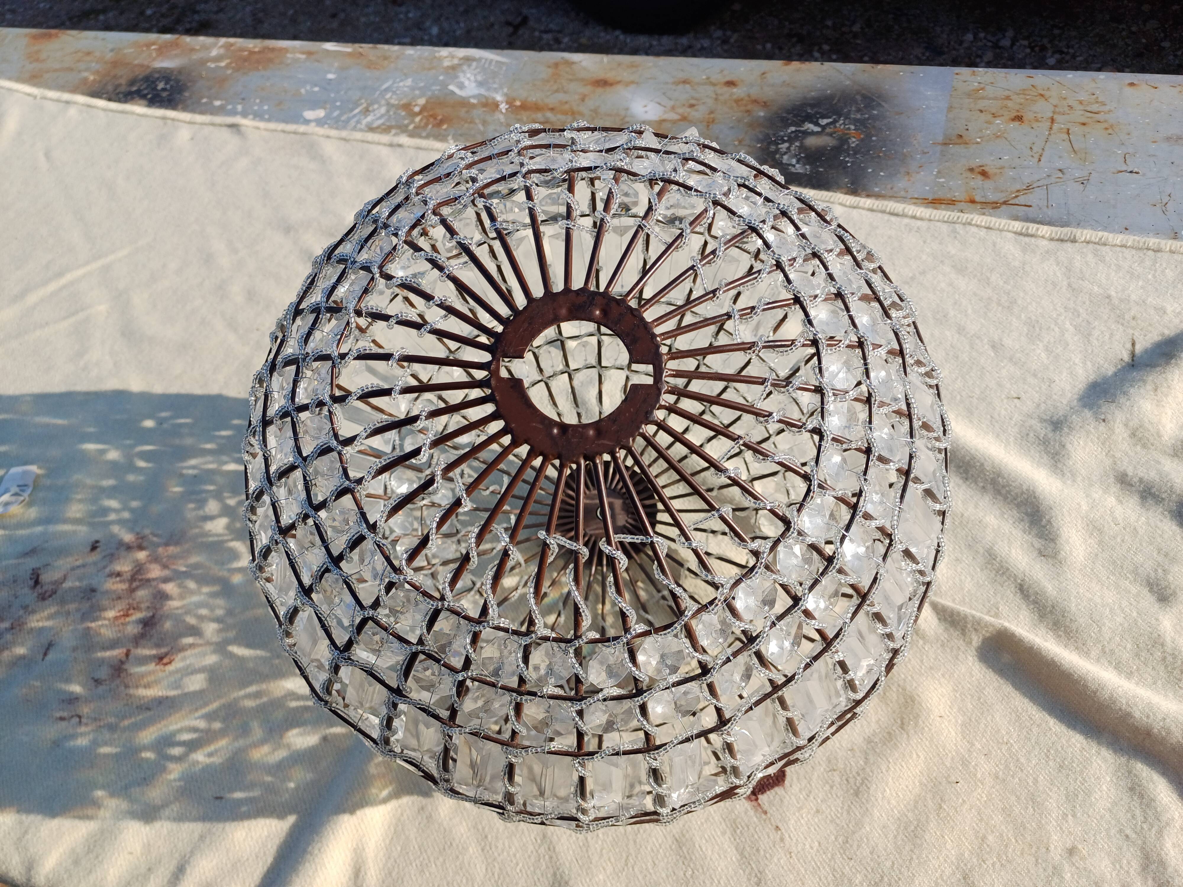 Lustre rond a pampilles verre