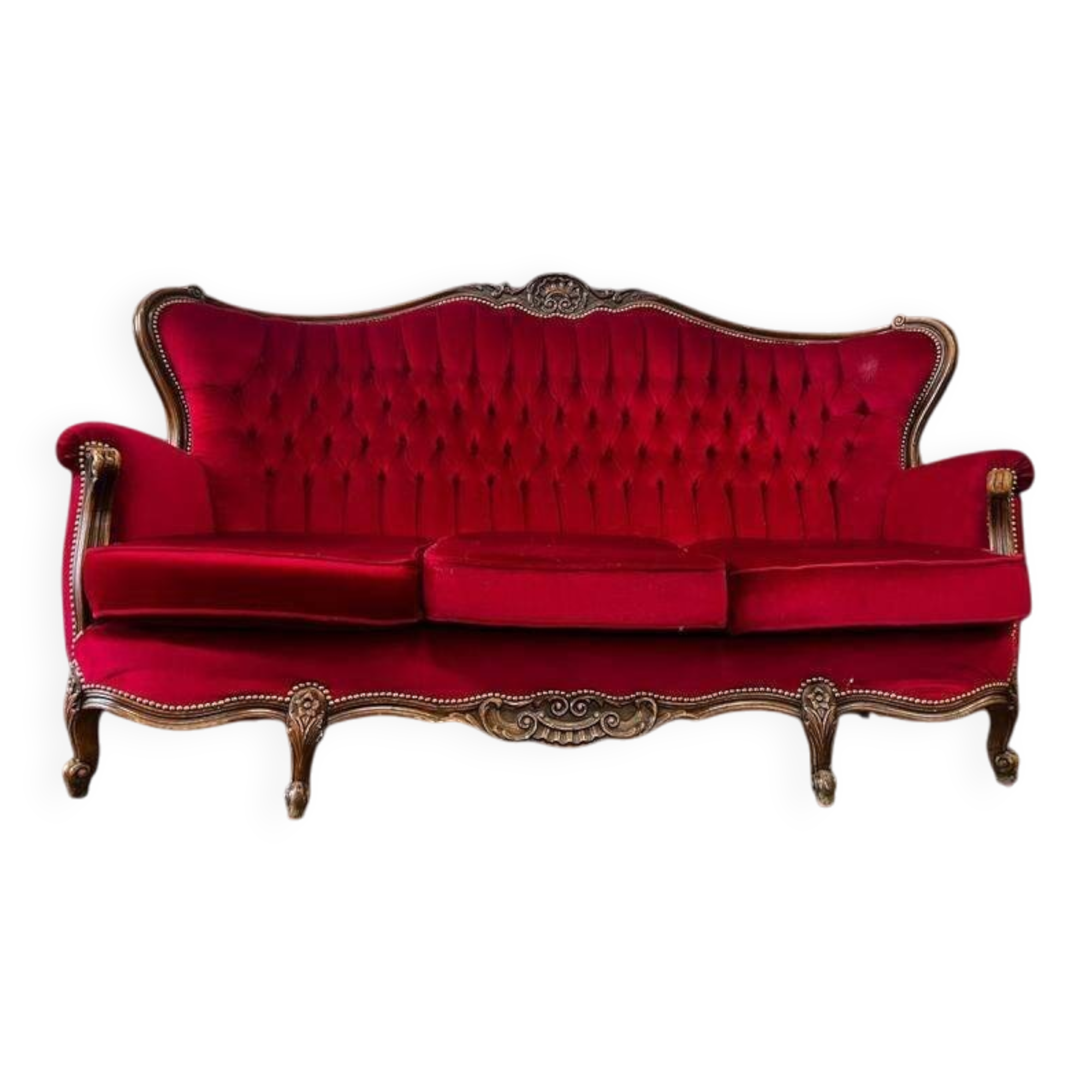 Vintage fuchsia baroque canapé / three-seater / sofa