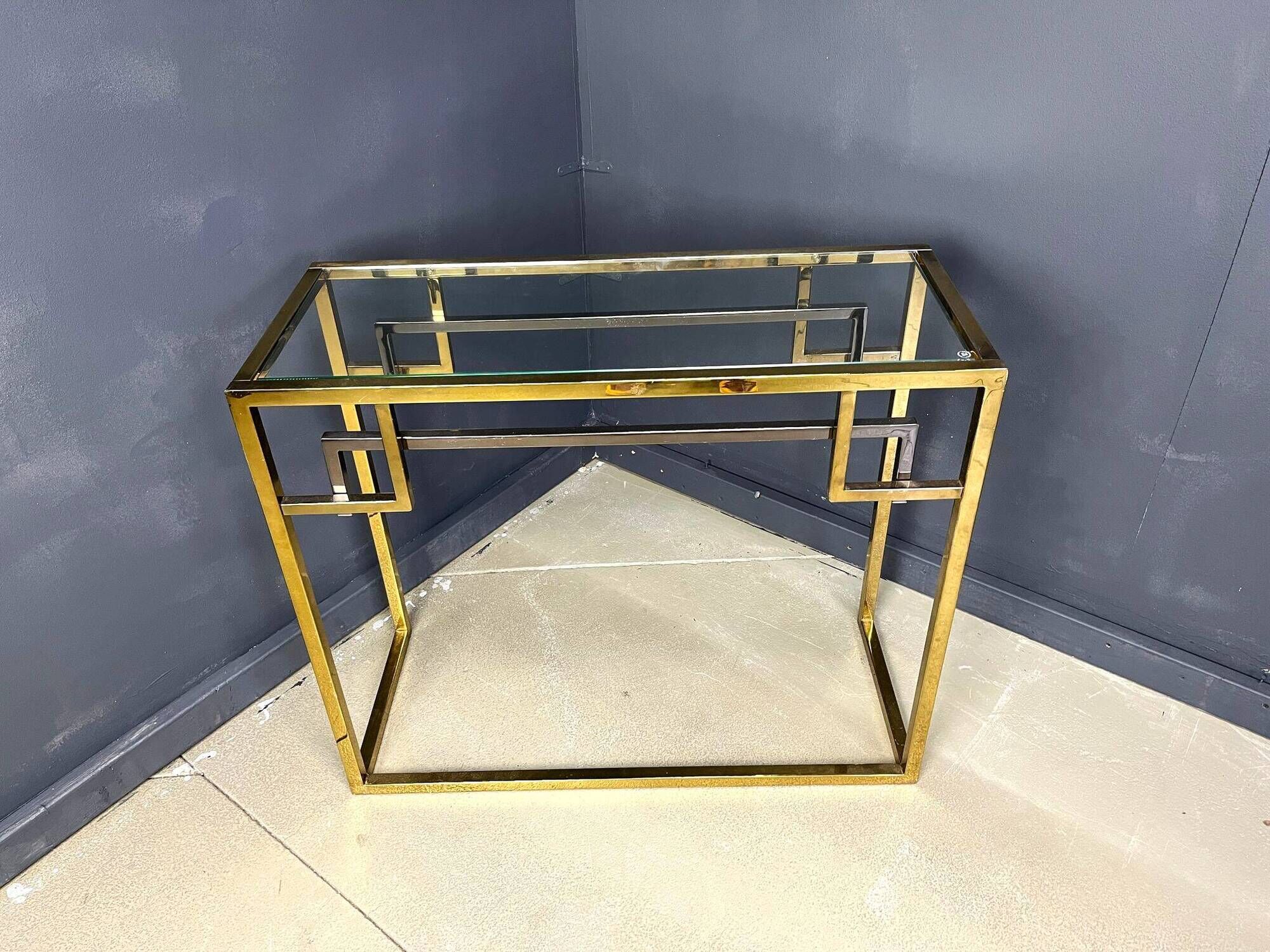 Console vintage en laiton et chrome par Belgochrom, années 1970