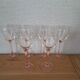 6 Luminarc wine glasses with pink stems from the 1980s.