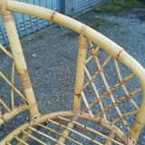 Old wicker rattan armchair