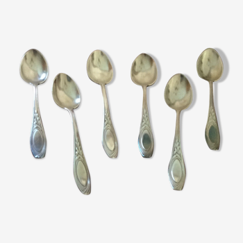 Set of 6 mocha spoons in silver metal