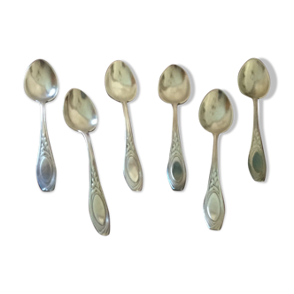 Set of 6 mocha spoons in silver metal