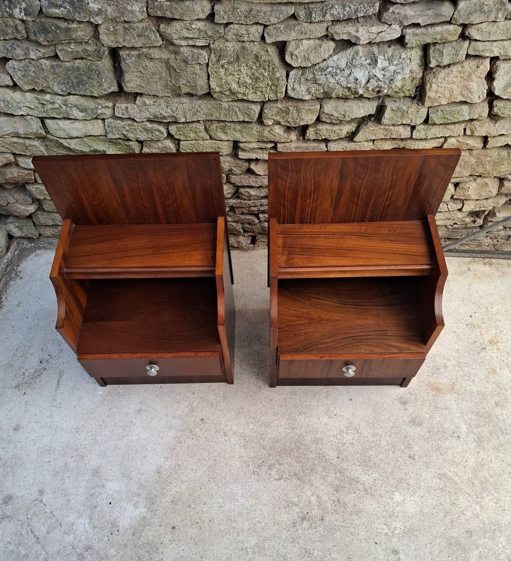 Pair of teak bedside tables