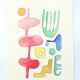 Original abstract painting – coloured organic shapes – 24 x 34 cm