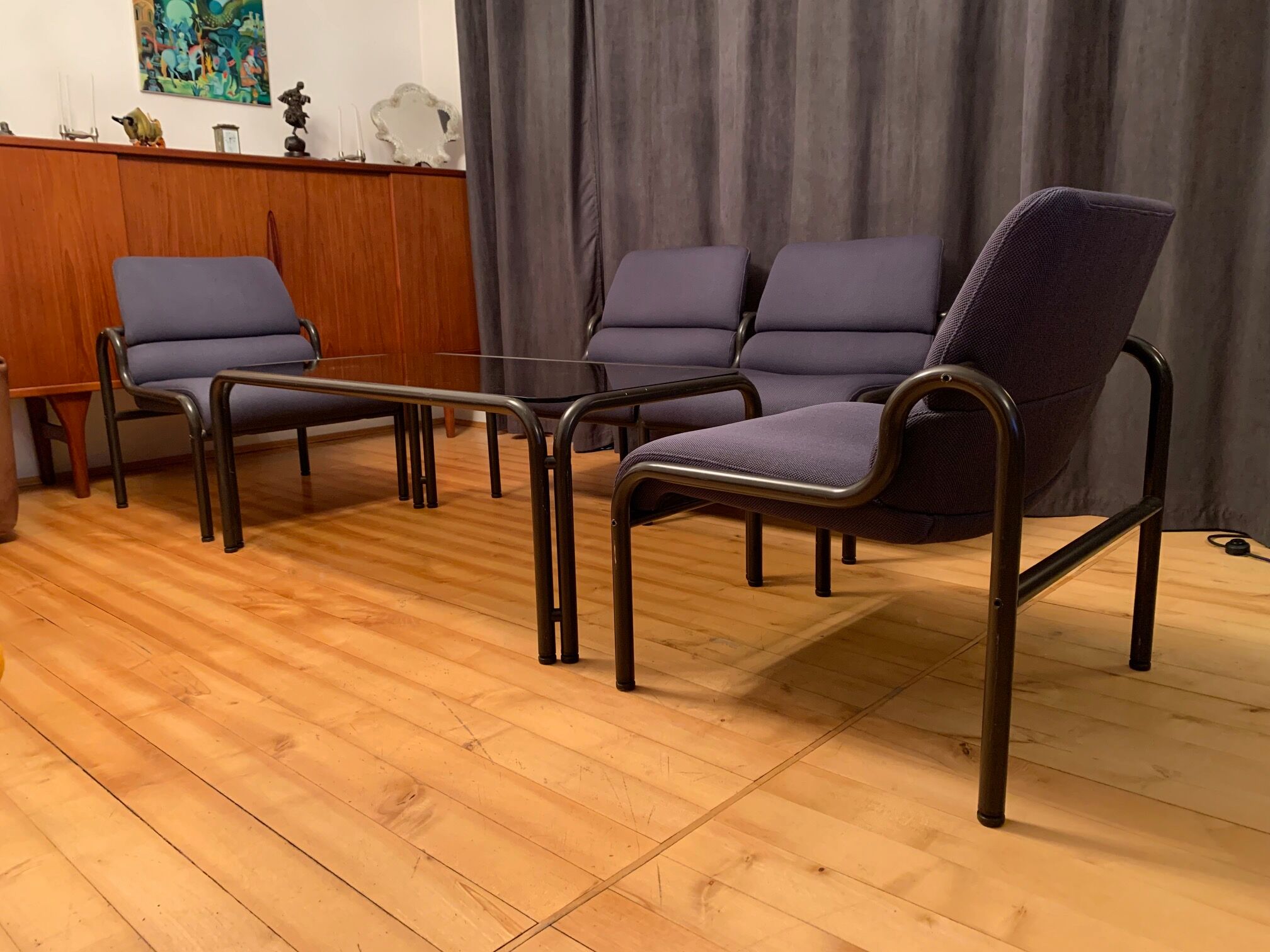 G30 set, sofa, 2 armchairs and coffee table designed by Martin Stoll, Germany, 1980s.