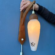 Teak wood wall lamp